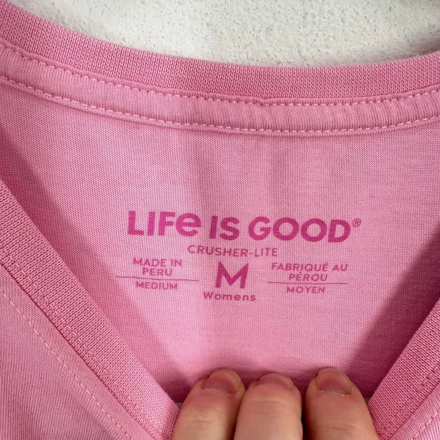 Life Is Good Pink Crusher Lite T Shirt Peace Love The Lake Womens Medium NWT - Image 4