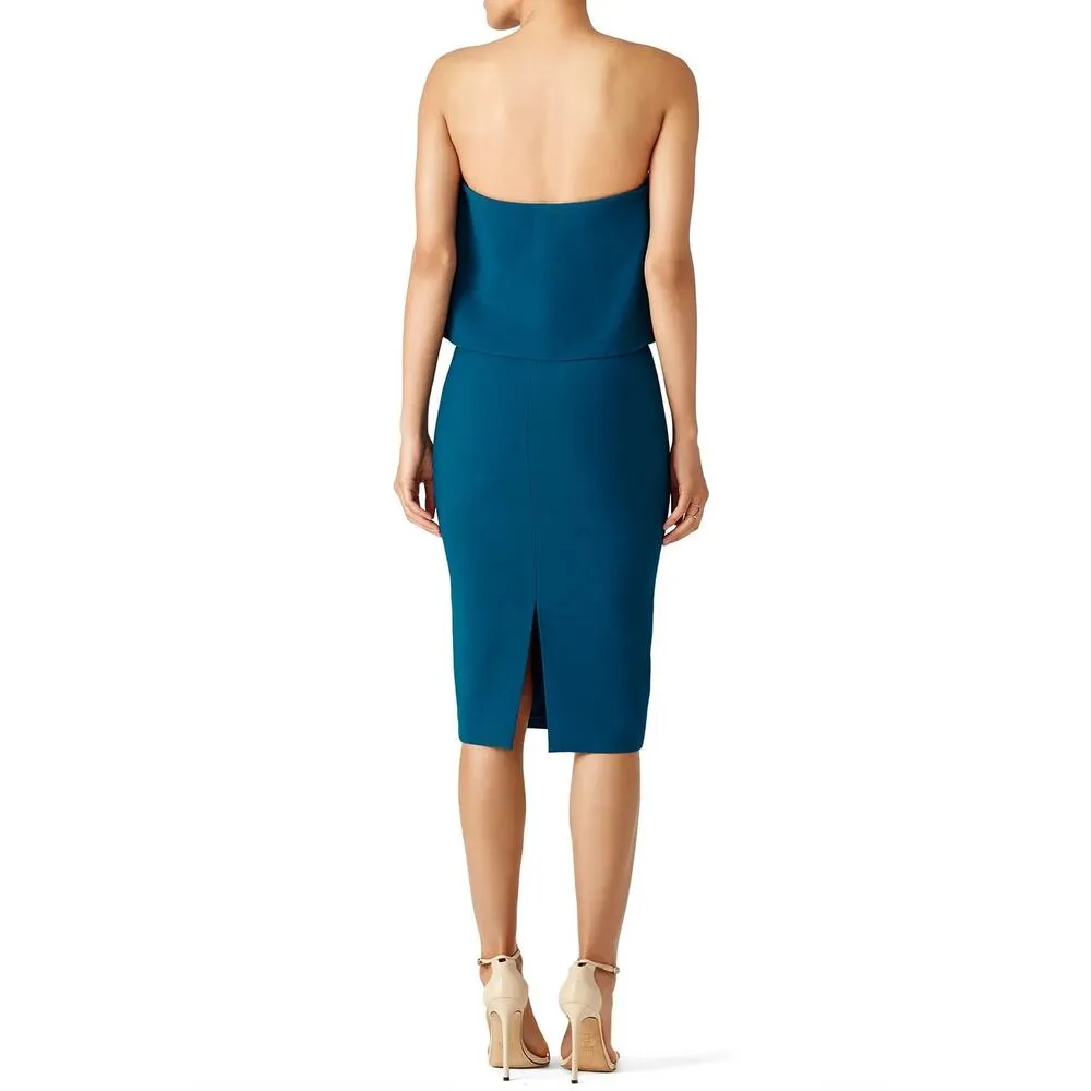 Likely Driggs Strapless Cocktail Dress Size 8 Knee Length One Shoulder Blue - Image 14