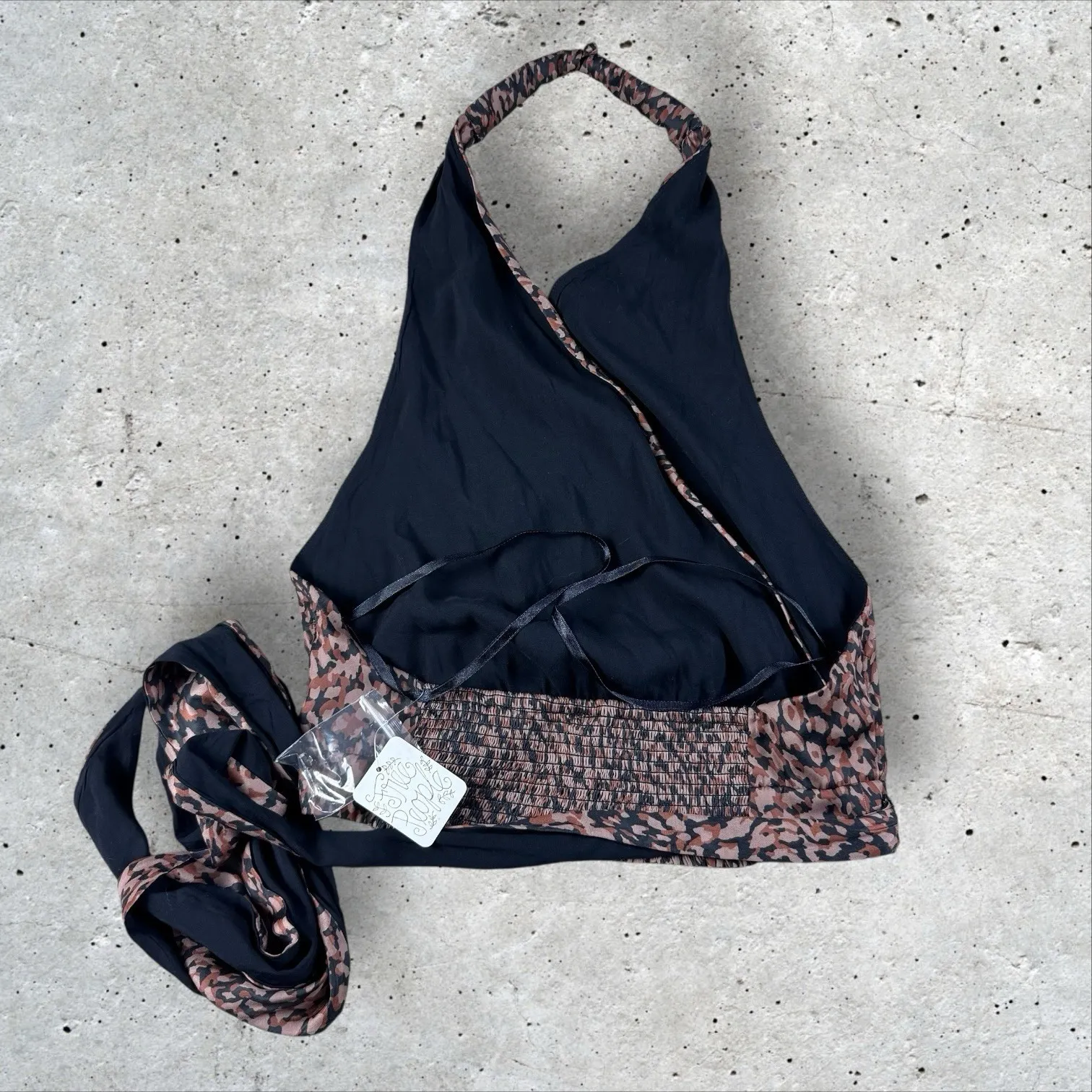 Free People 2 Way Street Halter Top‎ Wrap Animal Leopard Print NWT Sz L - Image 3