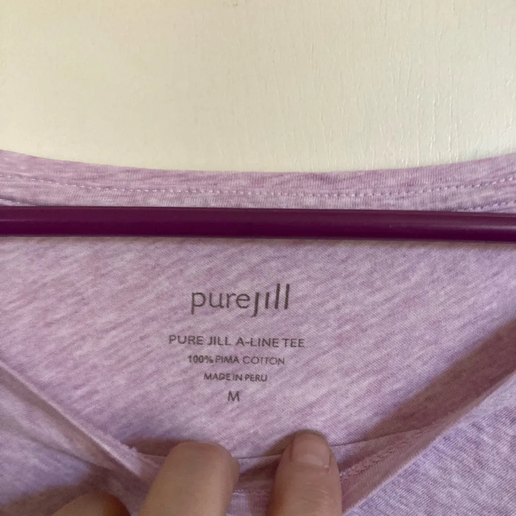 🌞Pure Jill Heathered Lilac Purple 100% Pima Cotton Long Sleeve A-line Shirt #R - Image 3