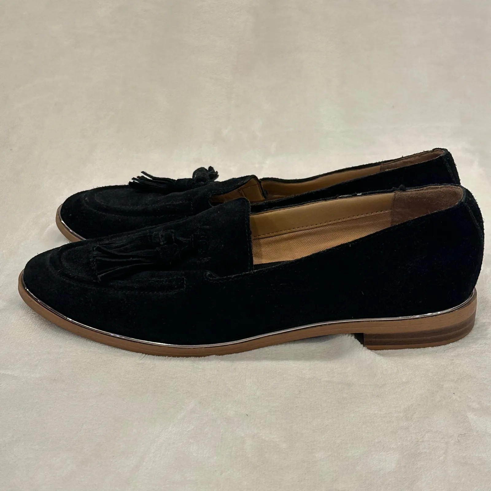 Franco Sarto Hilly Black Suede Loafer sz 7.5 Tassel Loafer Flats - Image 6
