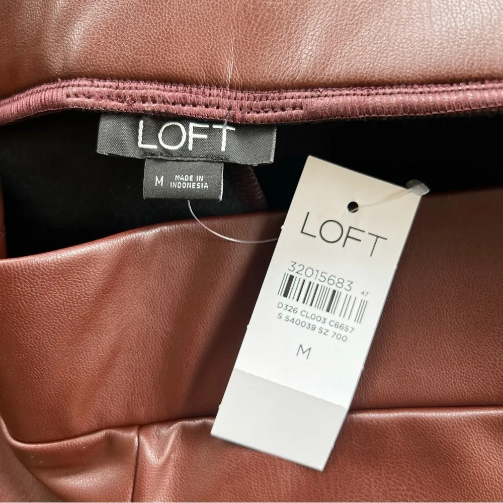 Loft Brown Faux Leather Leggings NWT M - Image 9