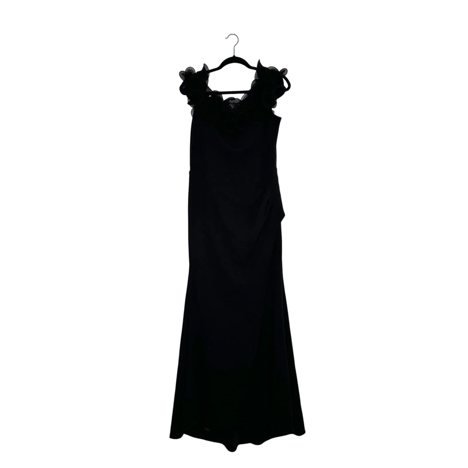 NWT Xscape Ruffle Off the Shoulder Scuba Crepe Gown Women's Black Size 14 - Image 3