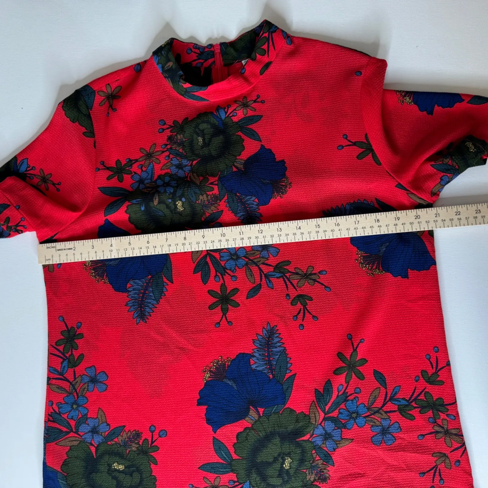 Jacqueline de Yong Red Floral‎ Midi Dress Size 38 Boho Cottage Lightweight Flowy Size M - Image 11