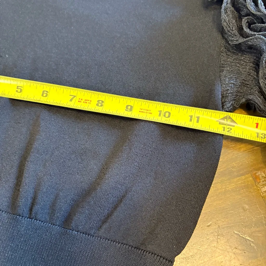 Zara Black Blouse Sheer Puff Bubble Sleeves Ruffle Top Small Bolero Statement - Image 5