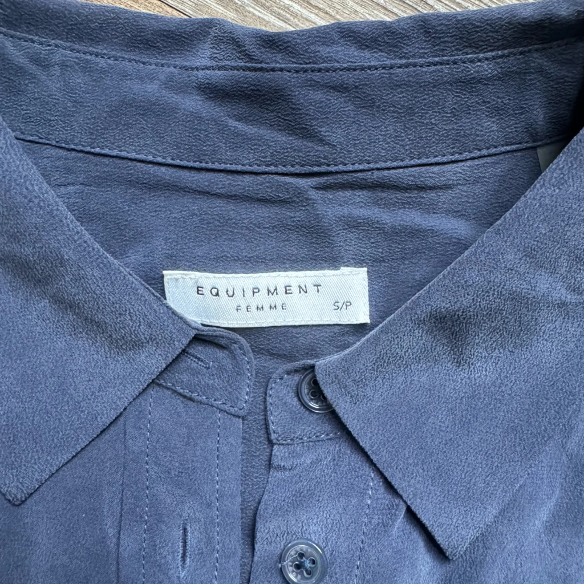 Equipment Femme Navy Blue Silk Shirt Dress S - Image 3