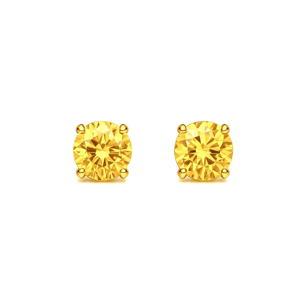 5mm Yellow Cubic Zirconia Gold Barbell Earrings – 18k GP with Ball Ends - Image 2