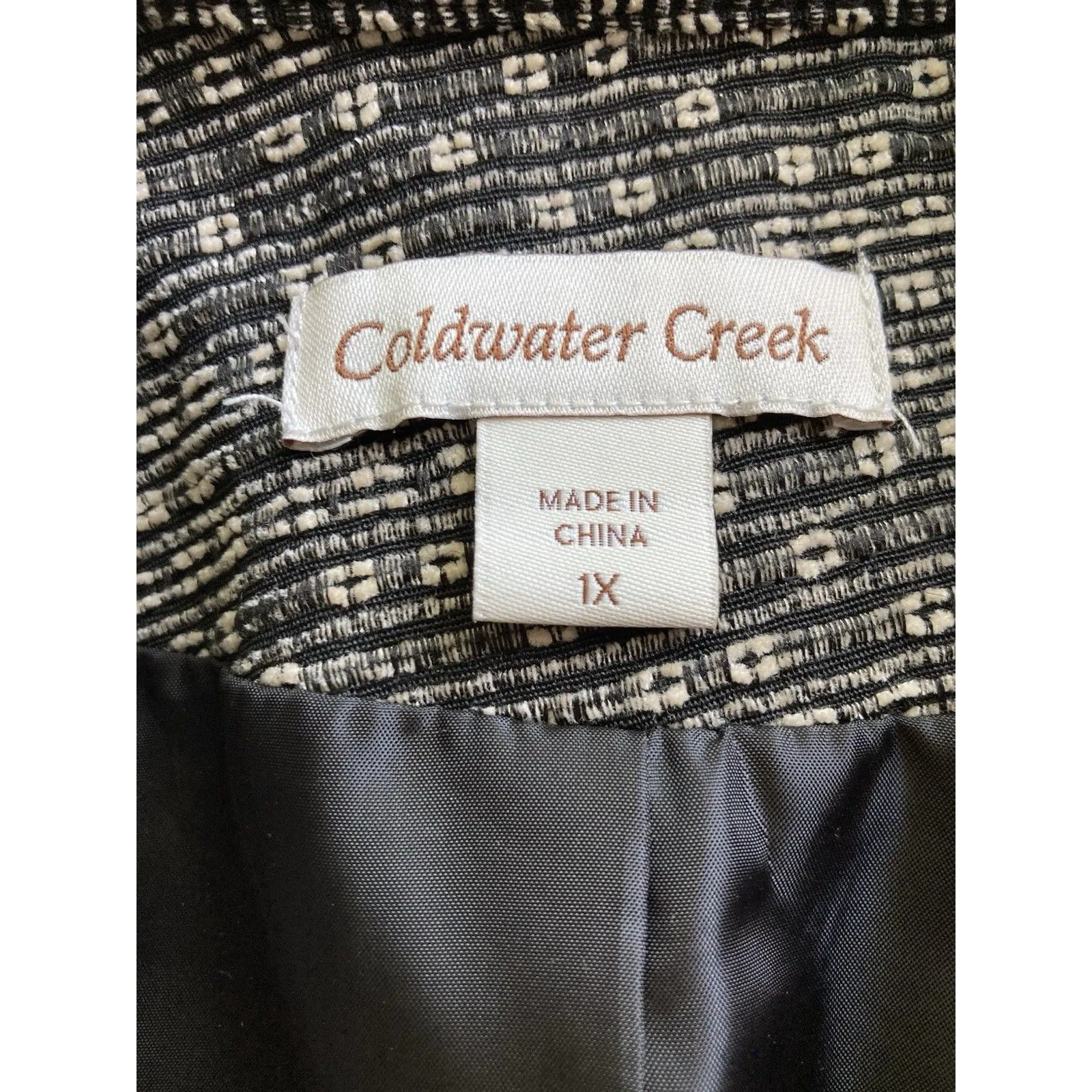 Coldwater Creek Blazer Jacket Womens XL Black Tweed Academia Office Career Twee - Image 7