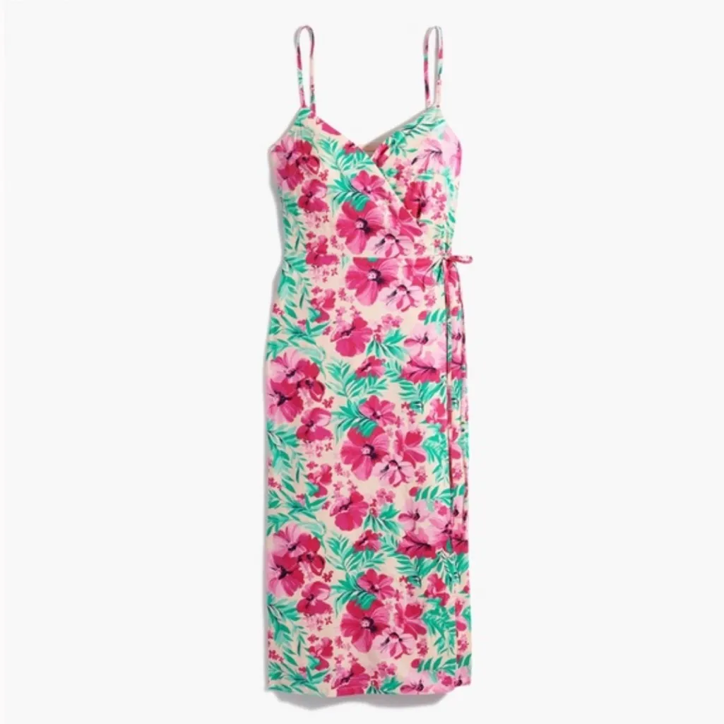 ✨HOST PICK✨ J Crew Tropical Pink Cotton Wrap Dress Sz 14 (NWT) - Image 2