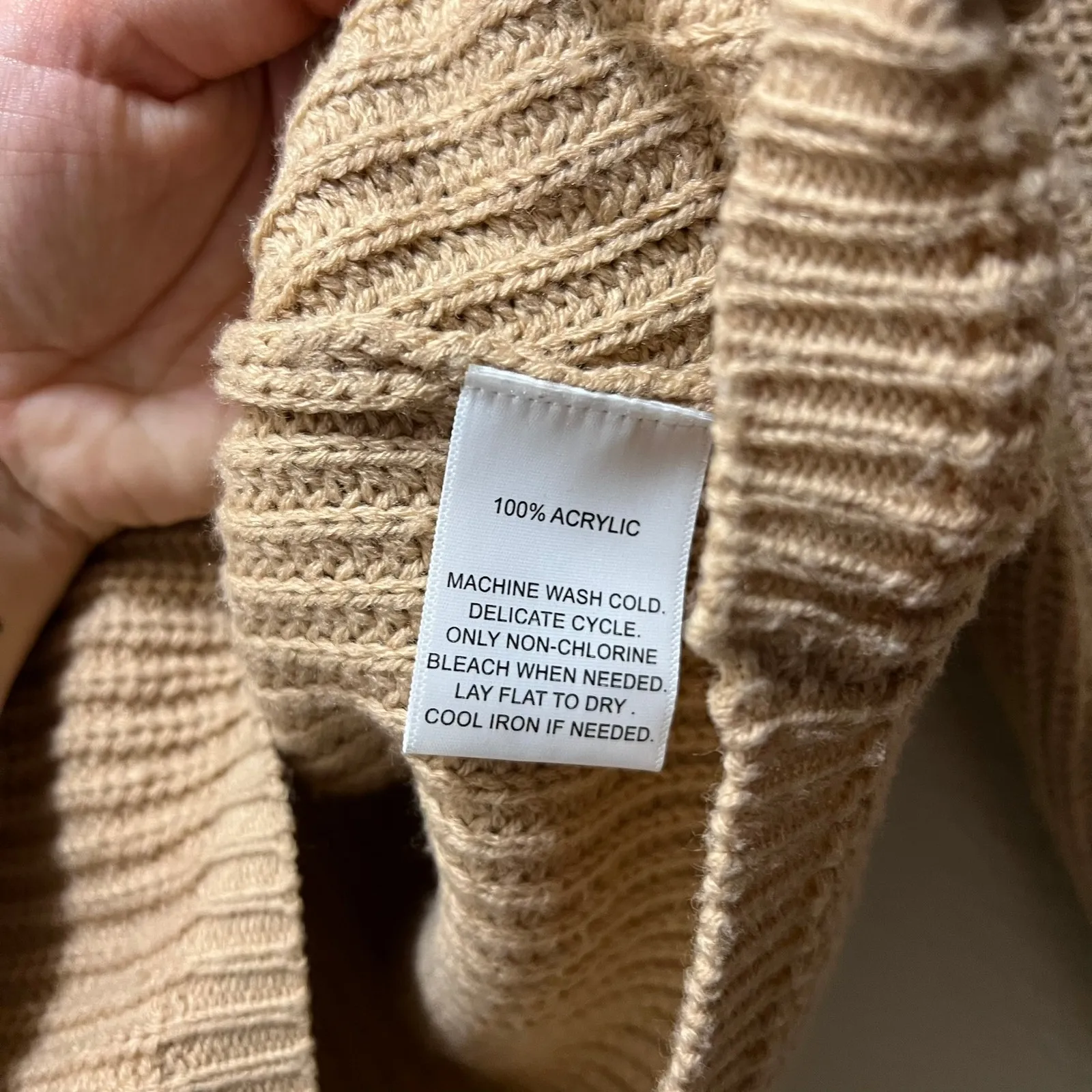 Jessica Simpson Pullover Sweater Laced Front Knitted V-Neck Long Sleeve Beige M - Image 7