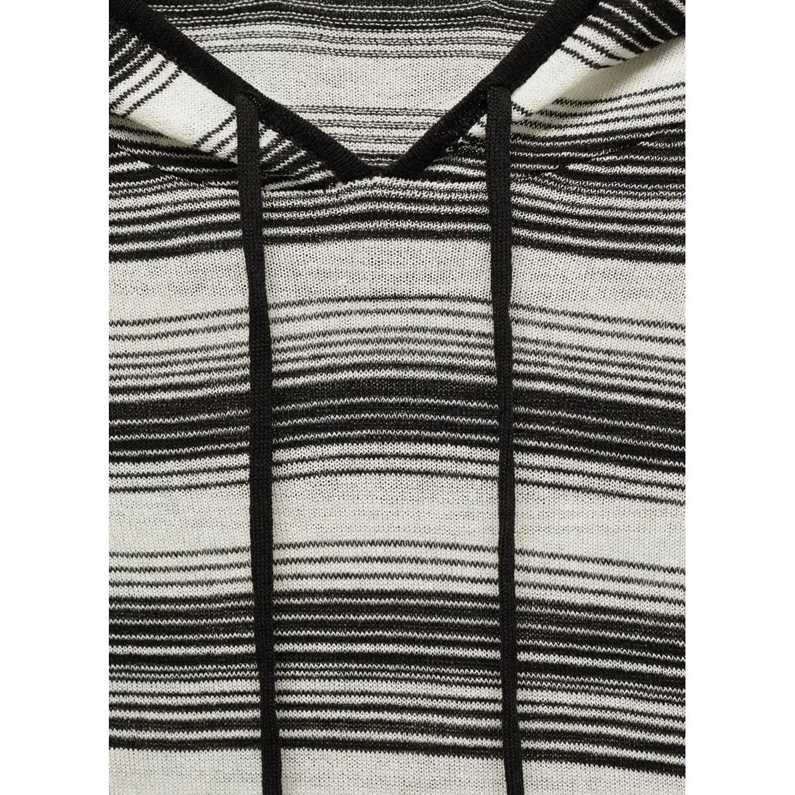 Mango Linen Blend Hooded Striped Dress Black White NWT Size 2/XS - Image 4