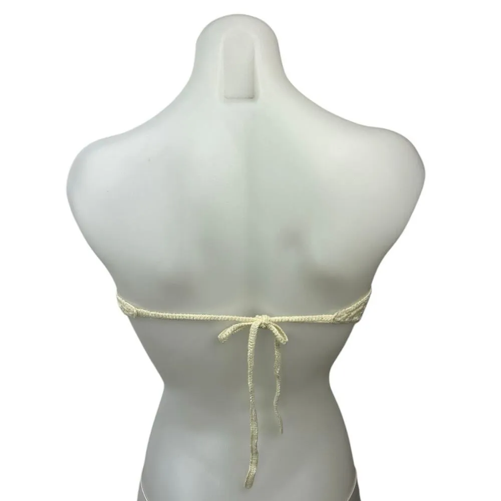 White Red Mushroom Crochet Handmade Strapless Bandeau Bandana Crop Tube Top Sz S - Image 2