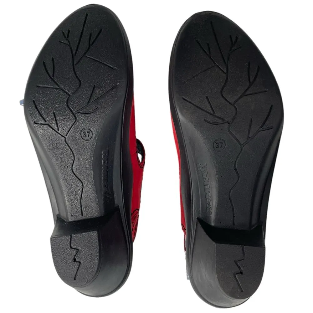 NEW Romika Red & Black‎ Sandals EU 37 Hook and Loop Closure Sling Back Shoes Size 6 - Image 6