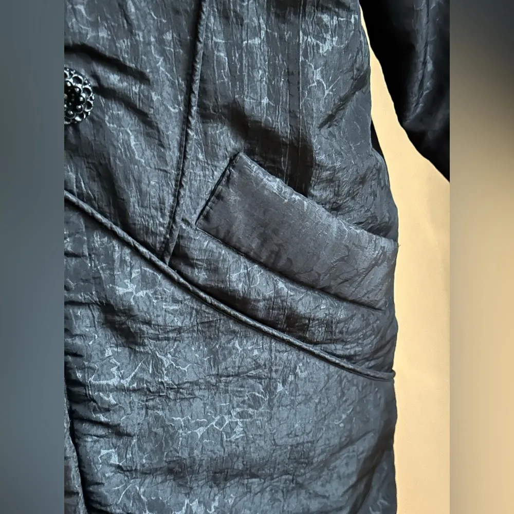 J.  Black Vintage Long Puffer Coat W Duck Down. Has Zipper & Buttons SZ S - Image 4