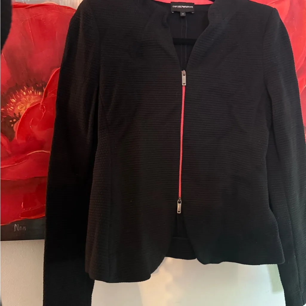 EMPORIO ARMANI 2 Piece Dress Blazer Jacket Black Set Size 42 US 6 - Image 7