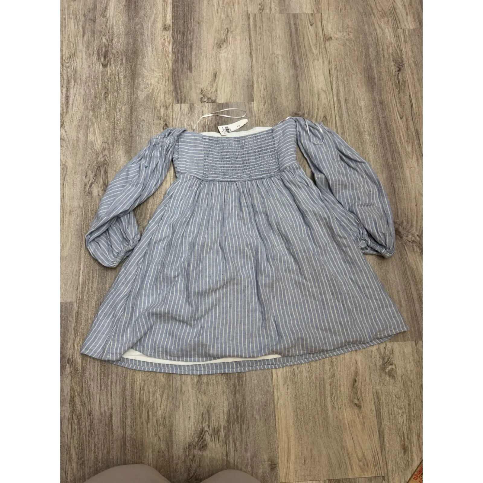 Abercrombie Fitch Emerson Off Shoulder Striped Smocked Mini Dress Size XS - Image 3