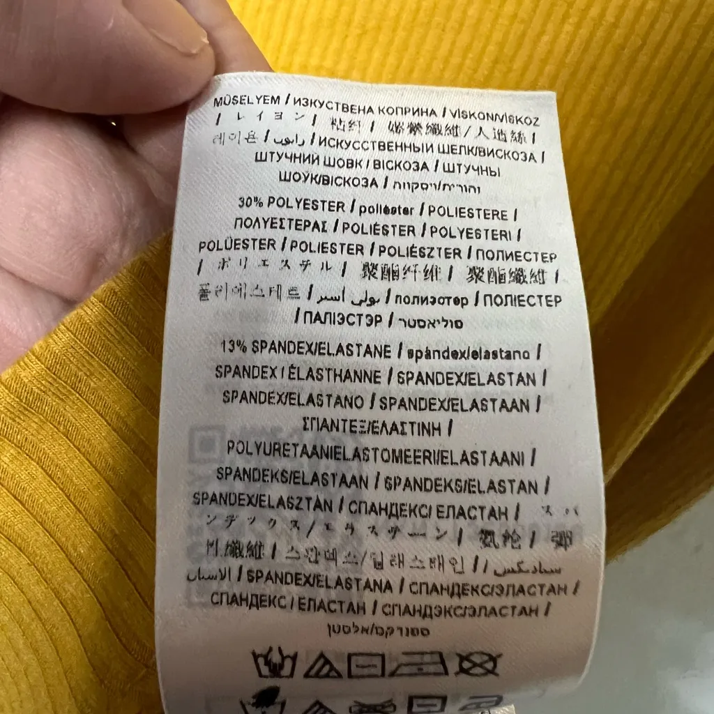 NWT GBG Los Angeles‎ Gold/Yellow Dress Ribbed Off the Shoulder Womens Large Gold - Image 11