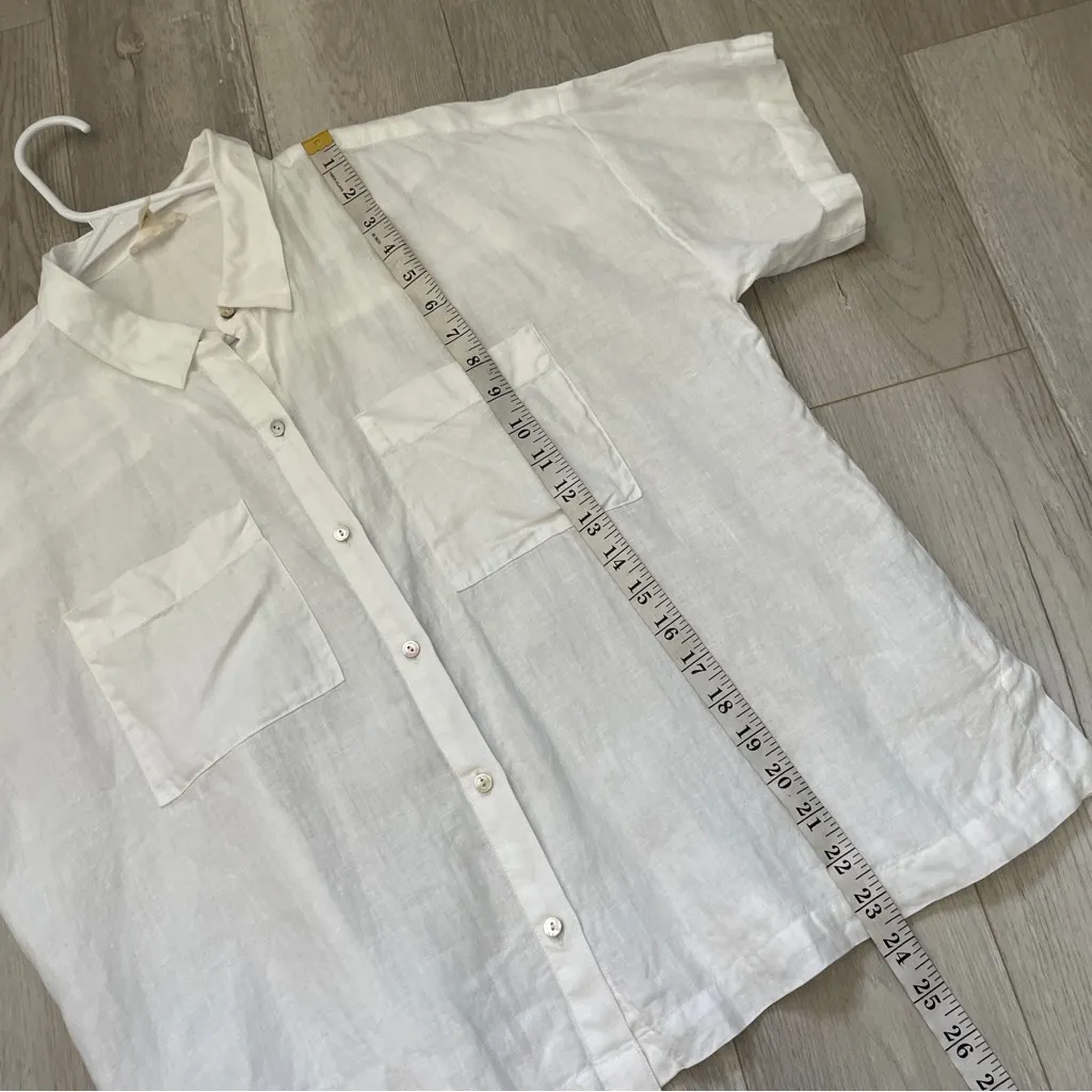 Eileen Fisher Shirt organic linen boxy button up womens White (large petite) - Image 6