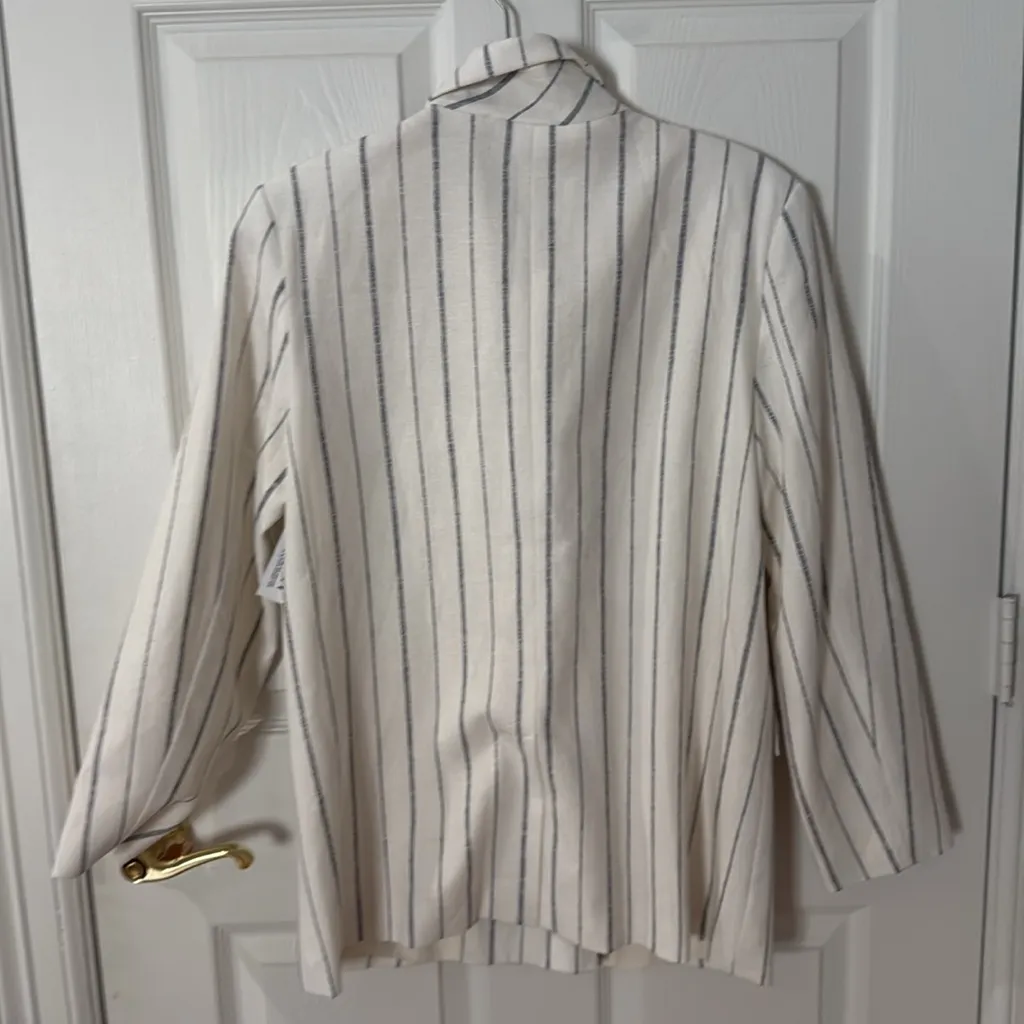 NWT Old Navy Women's White Striped suite linens wide leg oversized size small - Image 9