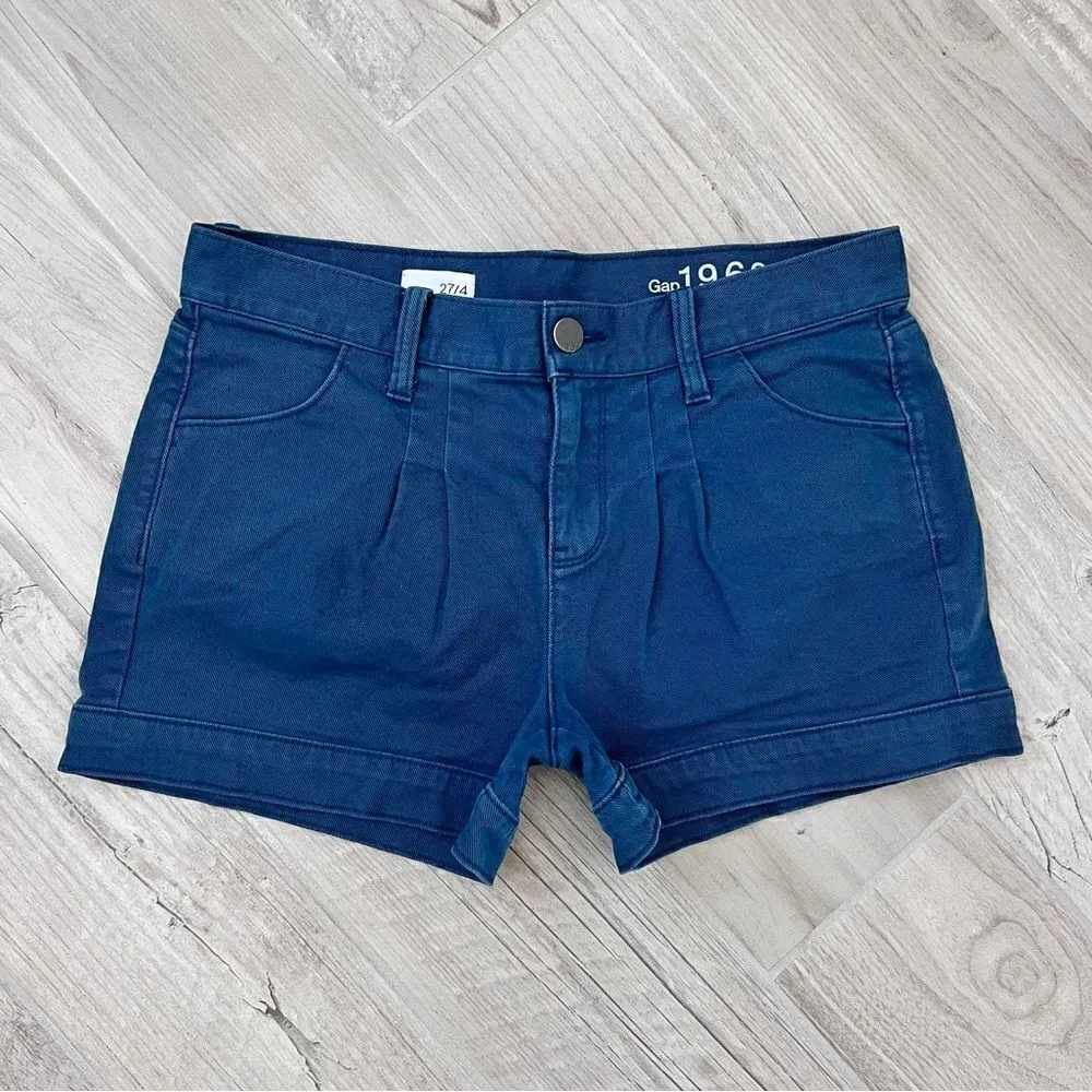 GAP 1969 Blue Pleated Mid Rise Denim Shorts Size 27/4 - Image 2