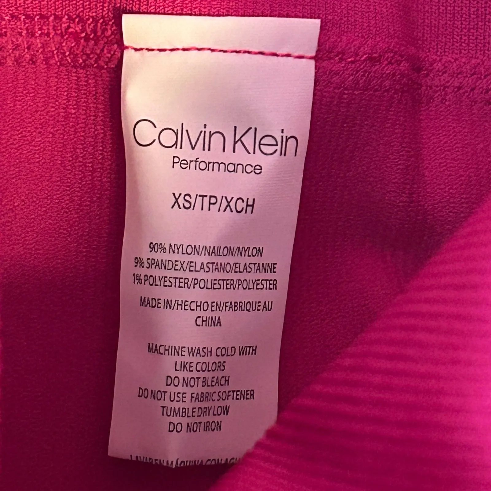 Calvin Klein Performance Ribbed High Waisted Bike Shorts Hot Pink XS - Image 5