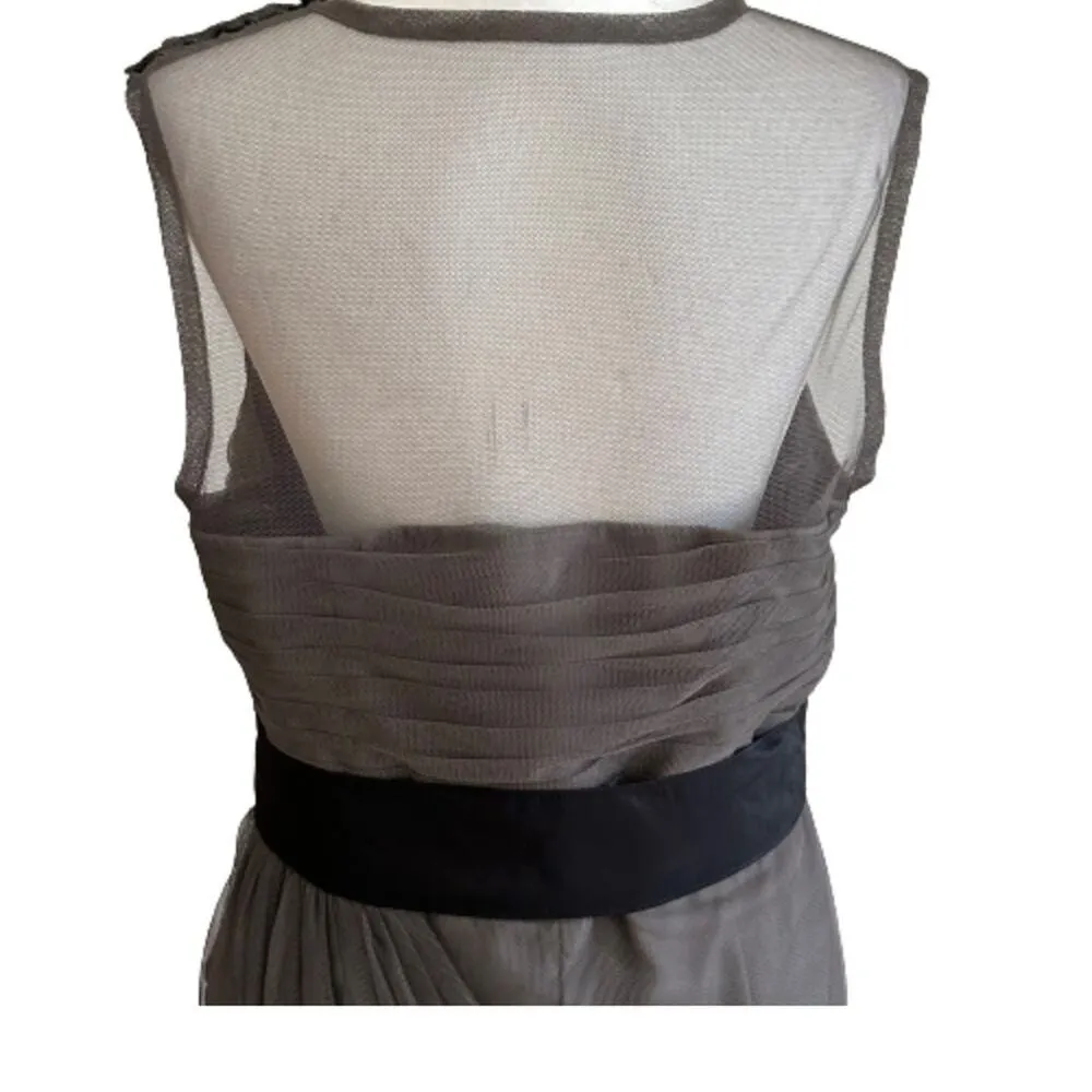 White by Vera Wang Dress Gray Illusion Neckline Sash Belt Formal Size 14 NEW - Image 7