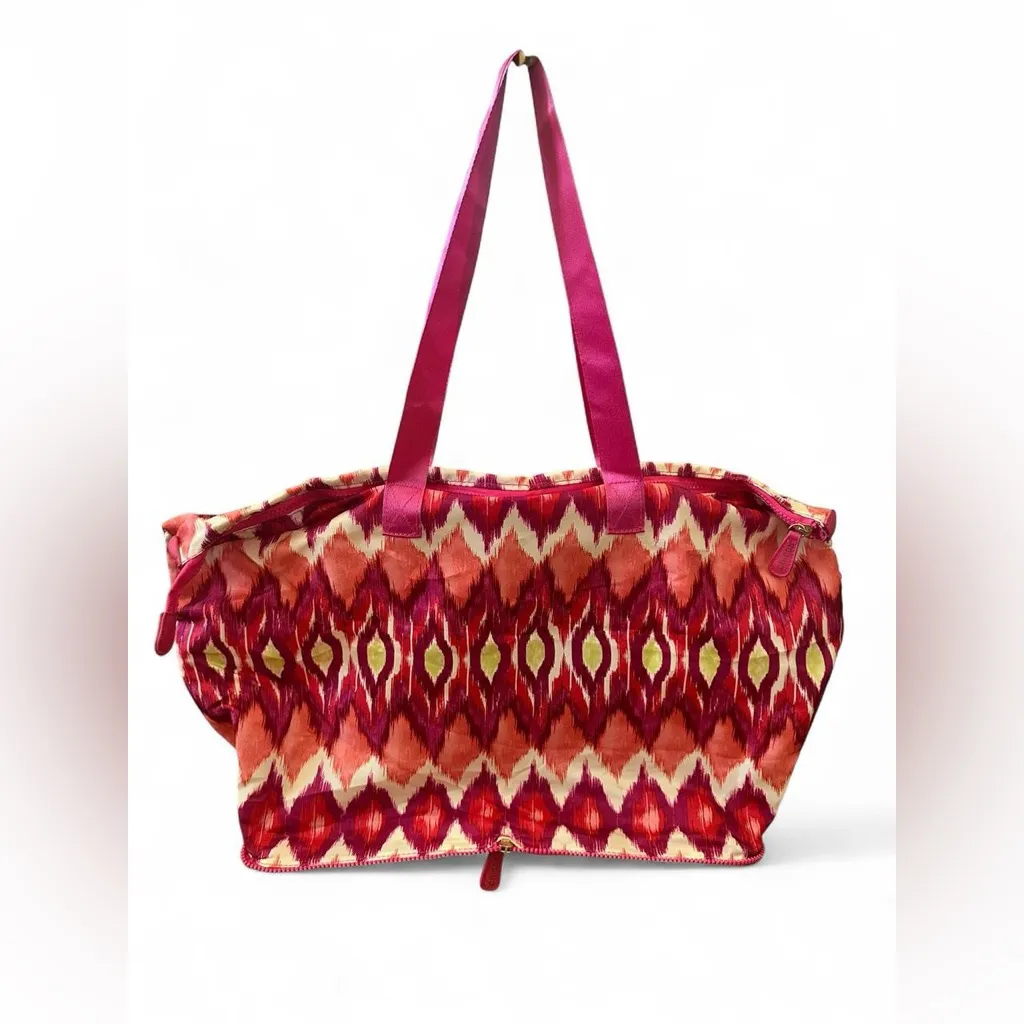 Chico's Be Bold Packable Zipper Tote Bag in a bright ikat print Large Retail $69 - Image 5