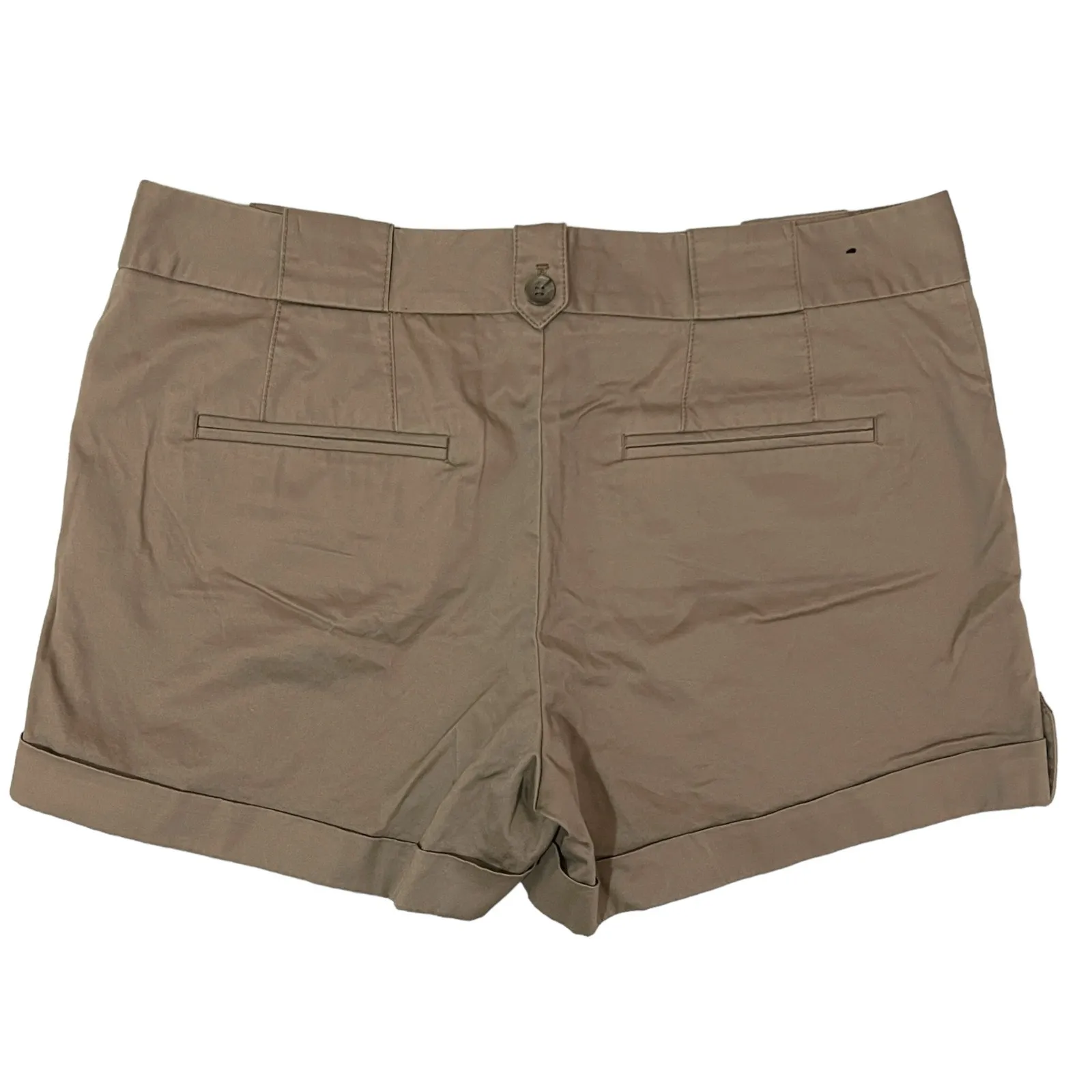 Banana Republic Factory SIZE 8 Taupe Cuffed Side Button 5 Pocket Dress Shorts - Image 5
