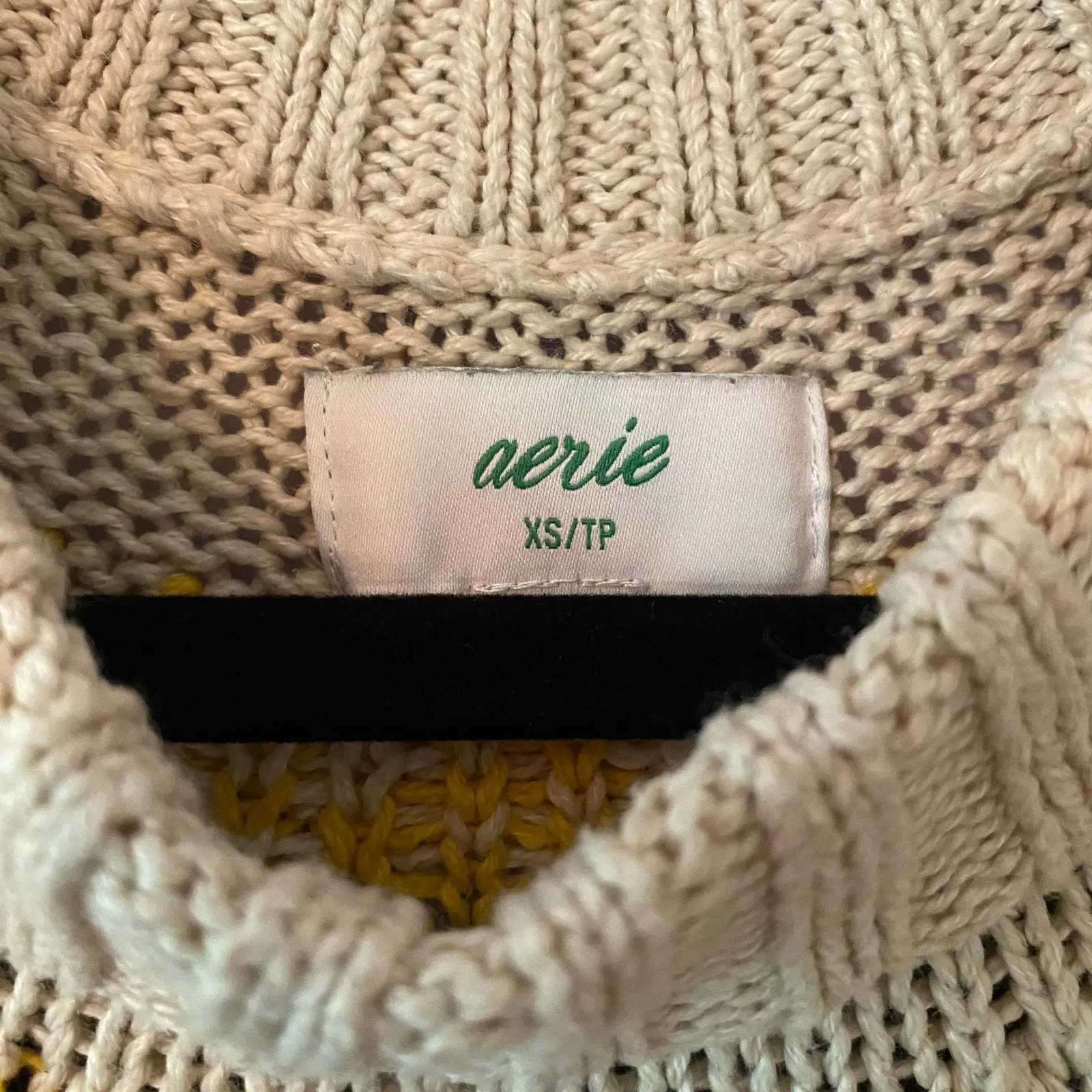 NWOT Aerie Colorful Crewneck Sweater Fair Isle Holiday Cotton Women's size XS - Image 2