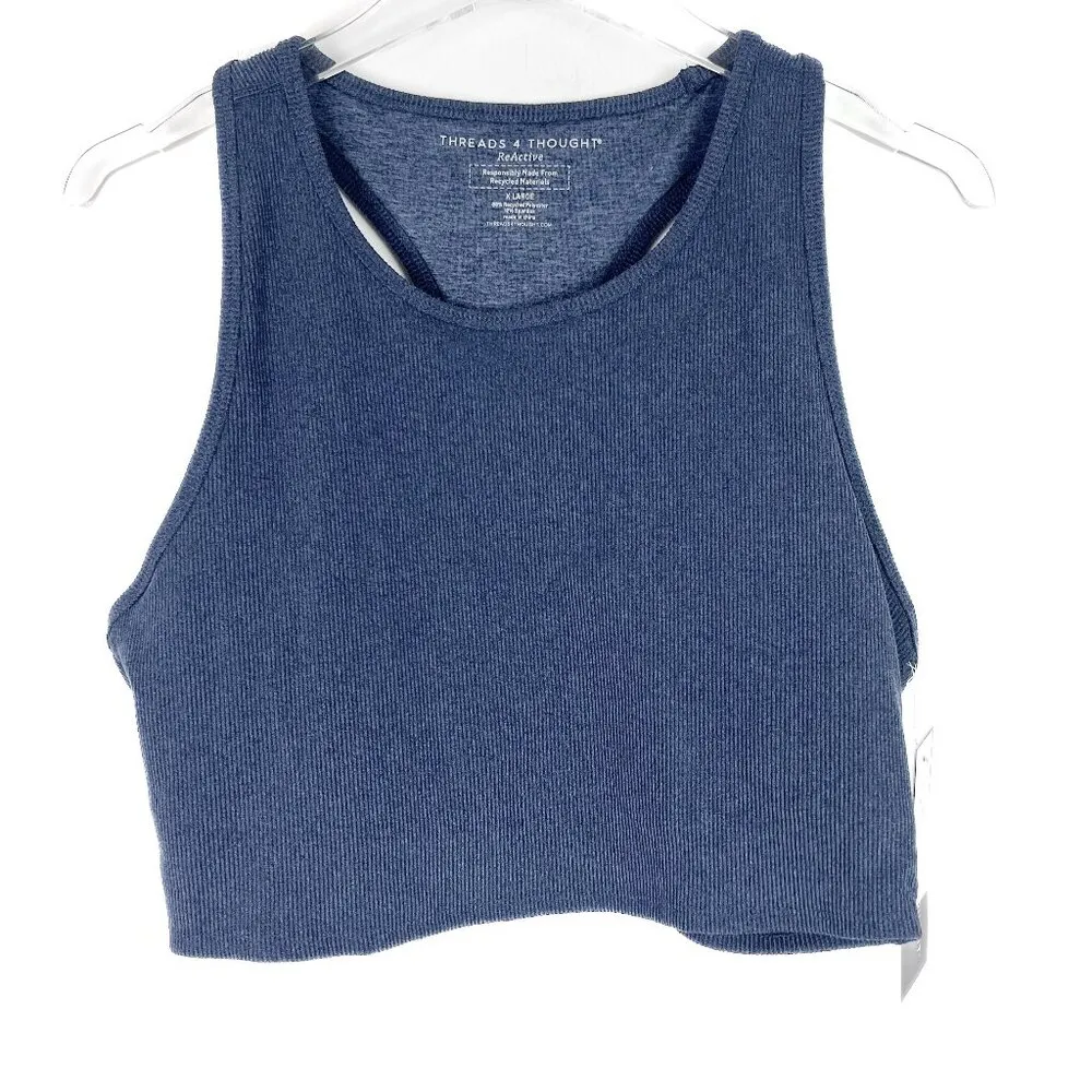 NWT Threads 4 Thought ReActive Kensi Rib Sports Bra Heather Chambray Size XL NEW - Image 2