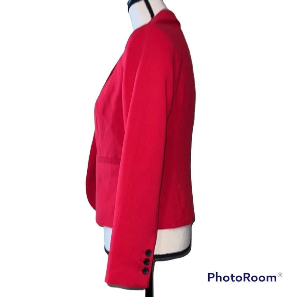 Worthington PS blazer w/shoulder pads cherry cordial 1 button front 3 button slv - Image 2