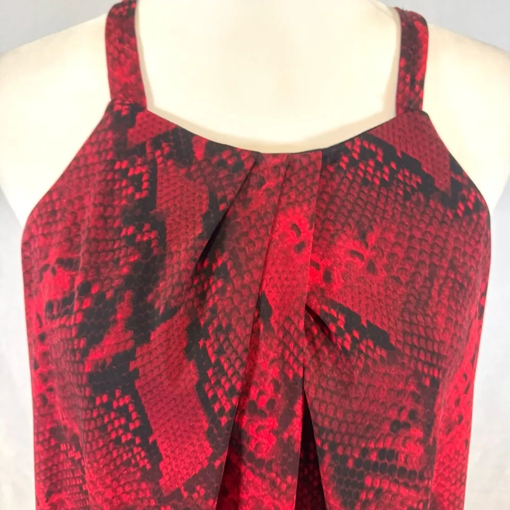 Calvin Klein red and black python snakeskin print pleated top size medium - Image 2