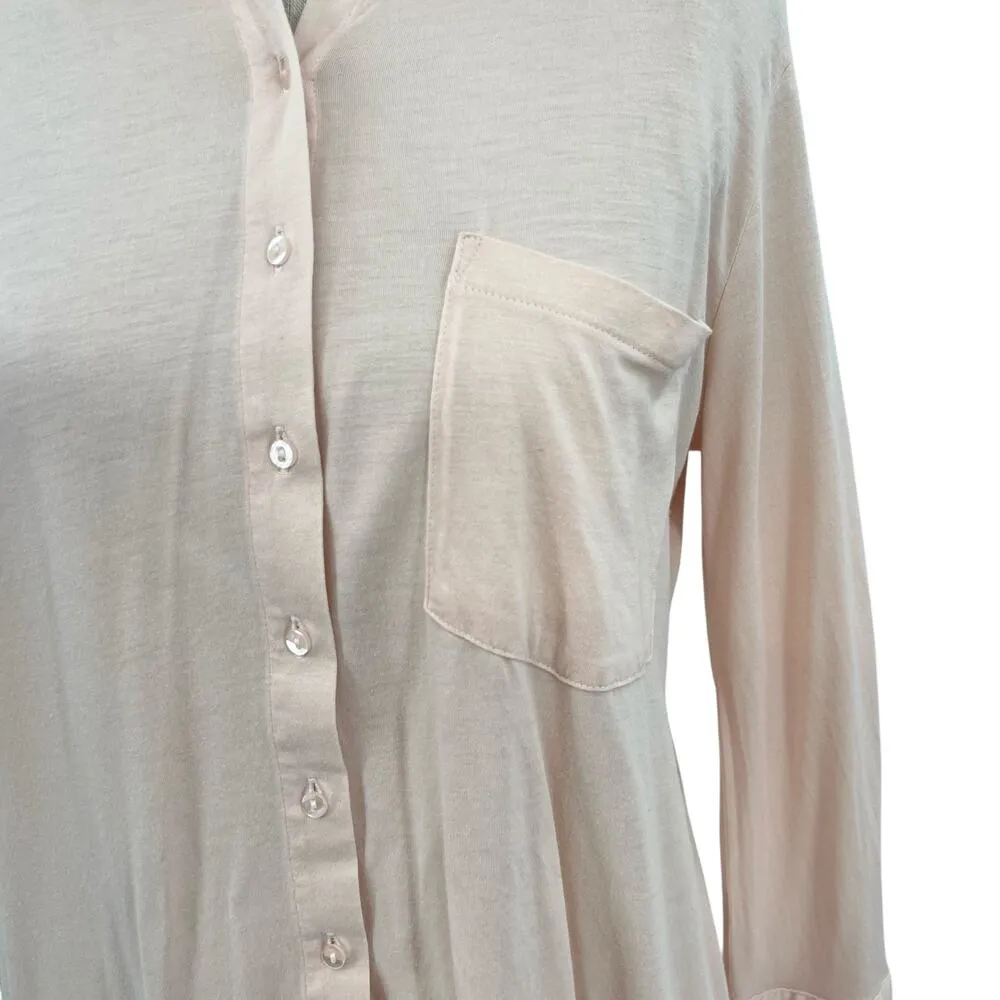 Cuyana Pima Cotton Shirt Button‎ Down Long Sleeve Jersey Modal Pink Size Small - Image 5