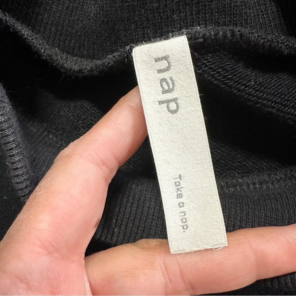 Nap Women’s Loungewear Terry Cropped Boxy Sweatshirt Mock Neck in Black L Size L - Image 10