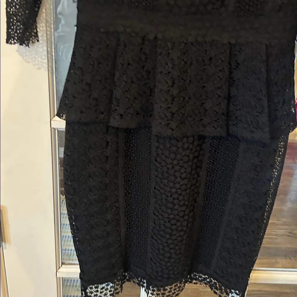 Marchesa Voyage sheath black lace cutout dress size 2 romantic regency old money - Image 5