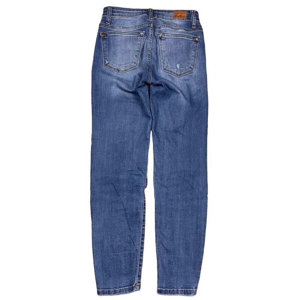Judy Blue Women's Distressed Relaxed Fit Jeans Size 26 Medium Wash Mid-Rise - Image 3
