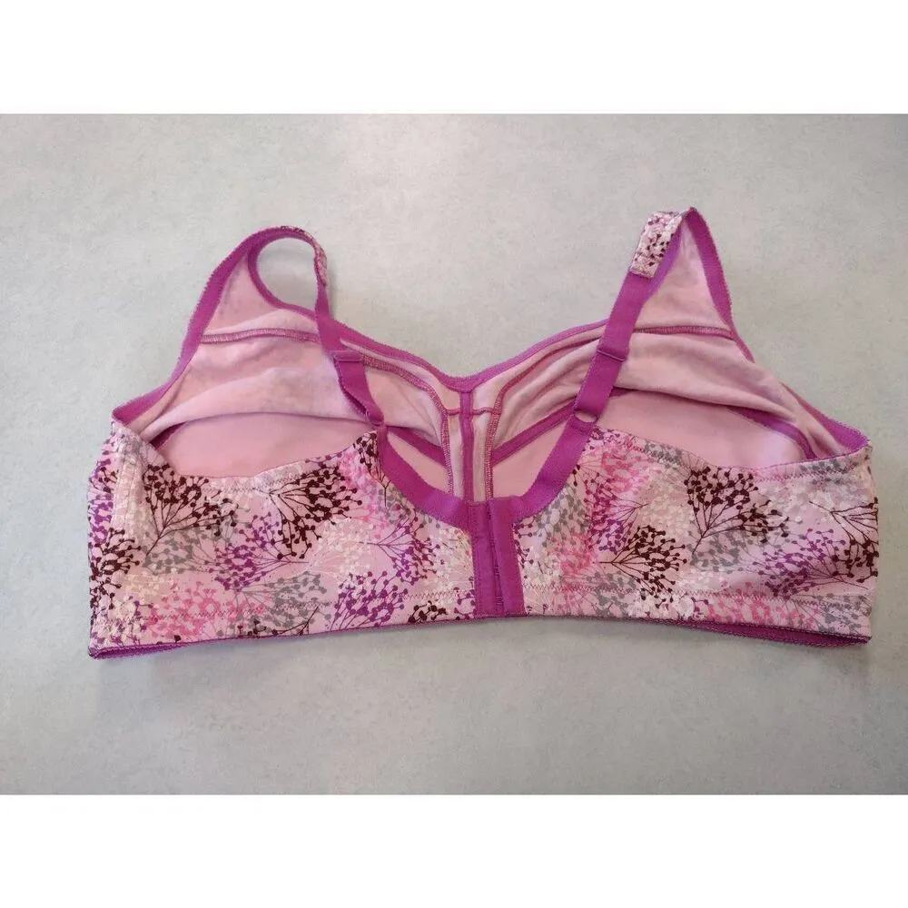 Comfort Choice Pink Floral Cotton Bra Size 48D Style 27 - Image 2
