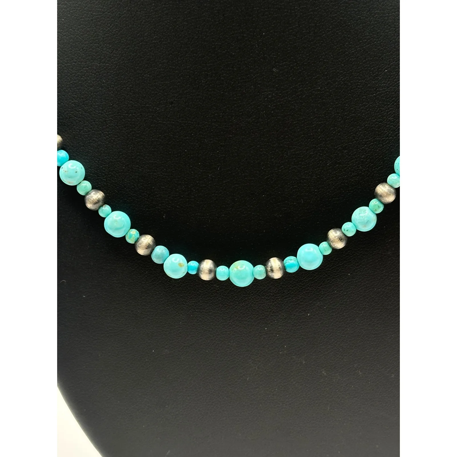 Southwestern Turquoise Beaded Sterling Silver Necklace - Image 2