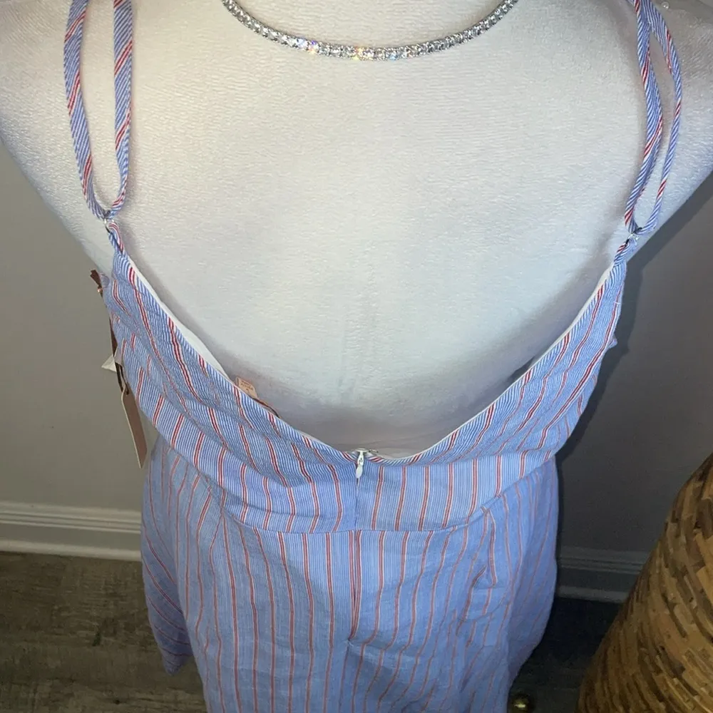 NWT Gibson Latimer Blue and White Cut Out Pleated Sundress - Image 6