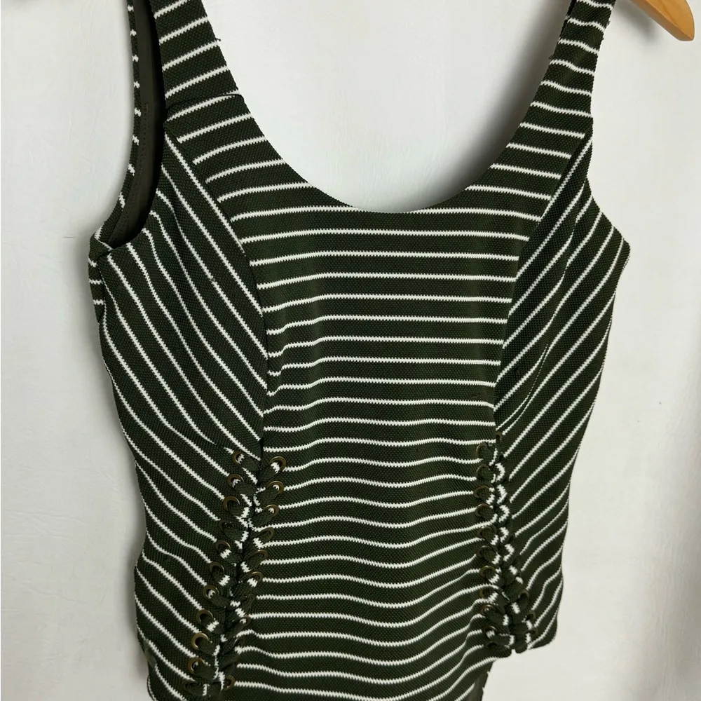 Red Carter green and white Striped One-Piece Swimsuit small NWOT - Image 2