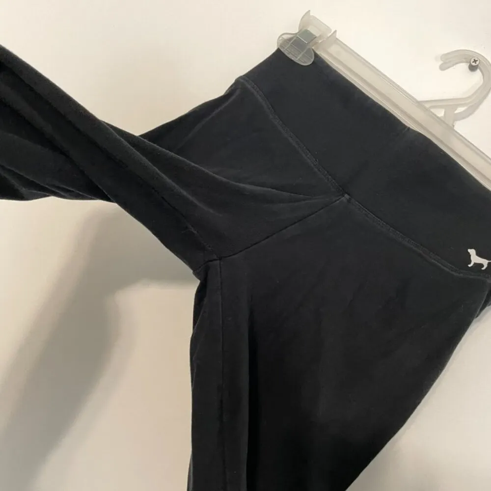 PINK YOGA VS PINK VICTORIA'S SECRET Cotton Strappy Leggings Black Mesh Stripe XS - Image 10