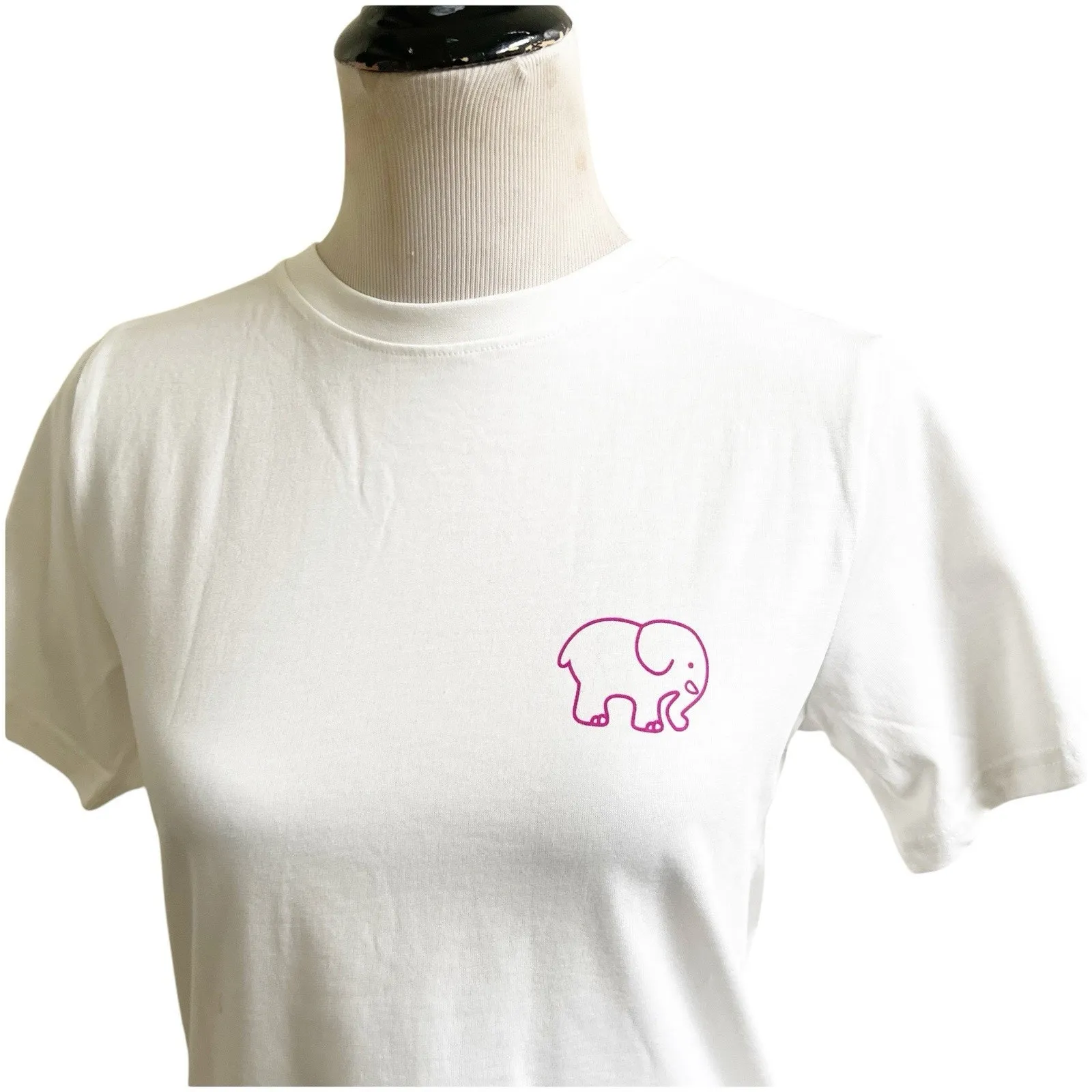 Ivory Ella Women’s NWOT Pink Elephant Graphic Short Sleeve Tee Size XS Organic - Image 4