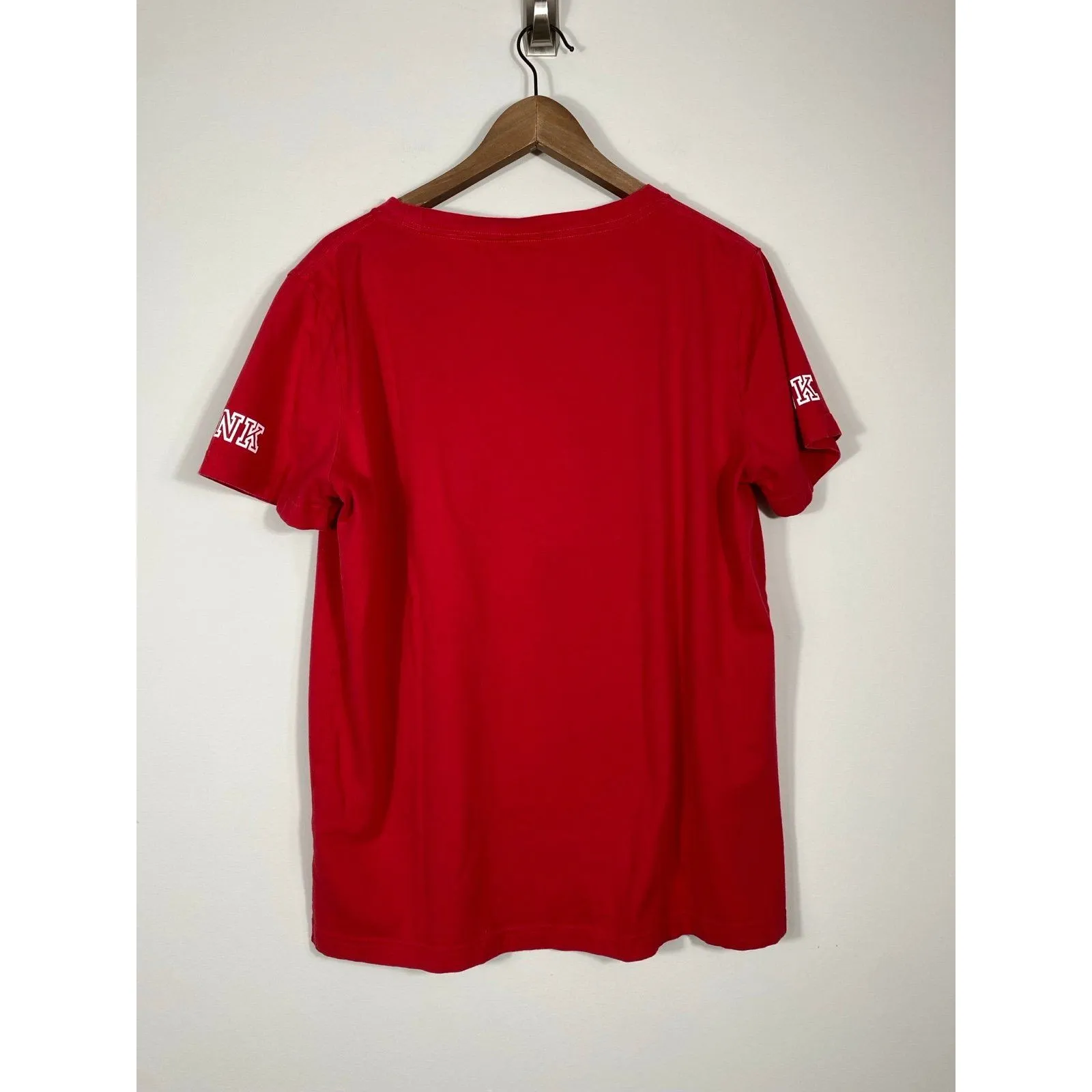 Victoria’s Secret PINK Red Sequin Brutus Buckeye V-Neck Tee – Size Large - Image 2