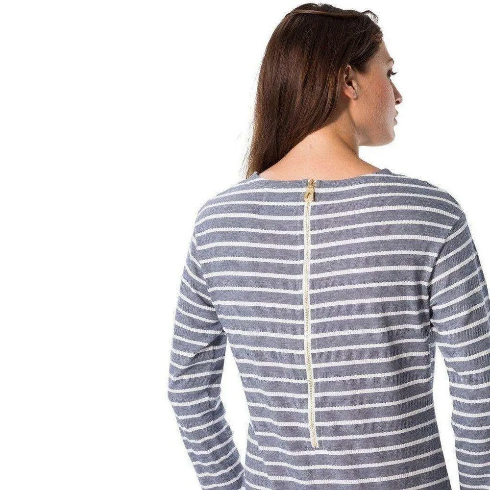 Sail to Sable Textured Knit Stripe Long Sleeve Dress in Navy Size S - Image 2