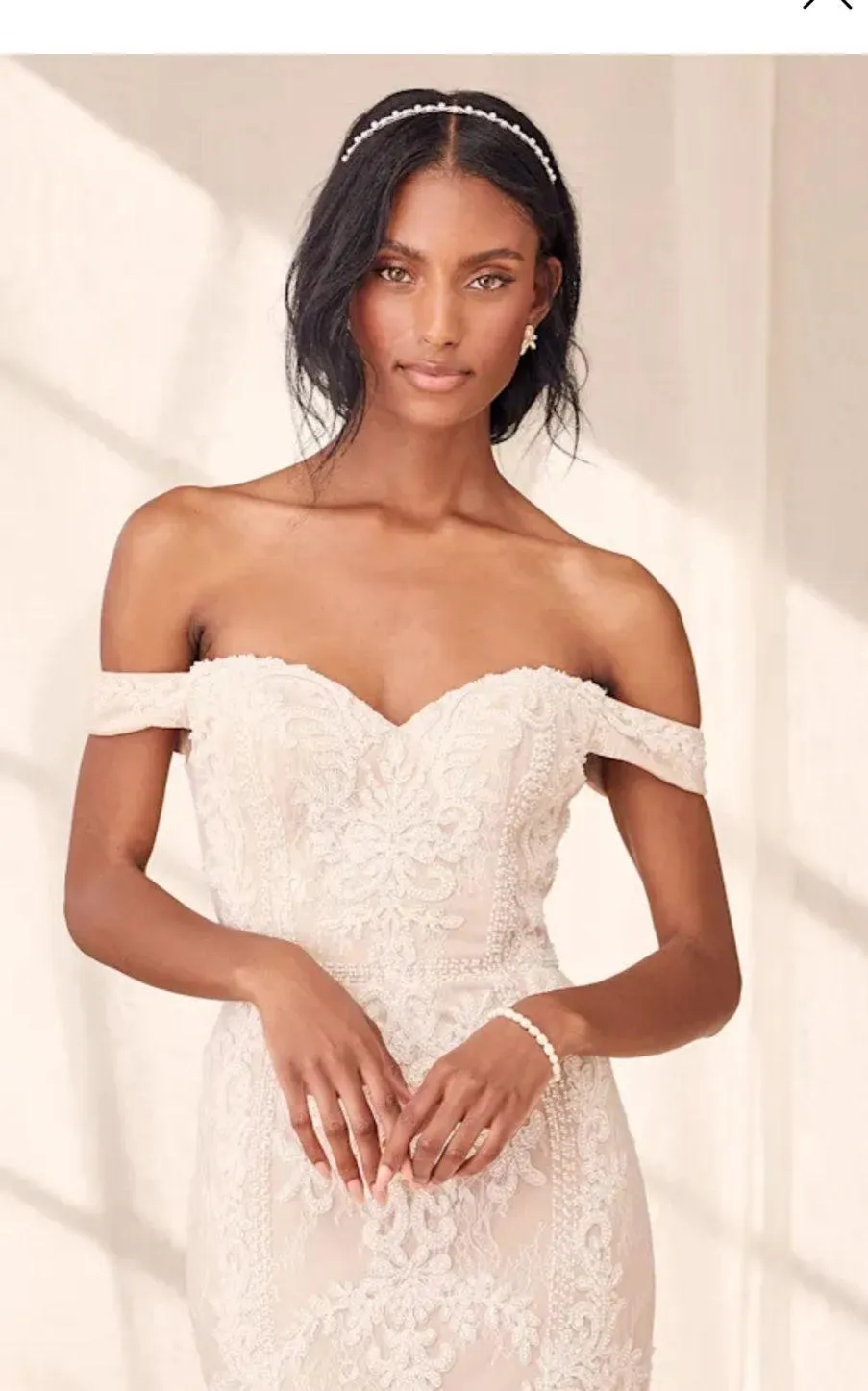 Lulus Promised Love White Beaded Lace Off-the-Shoulder Maxi Dress - Image 3