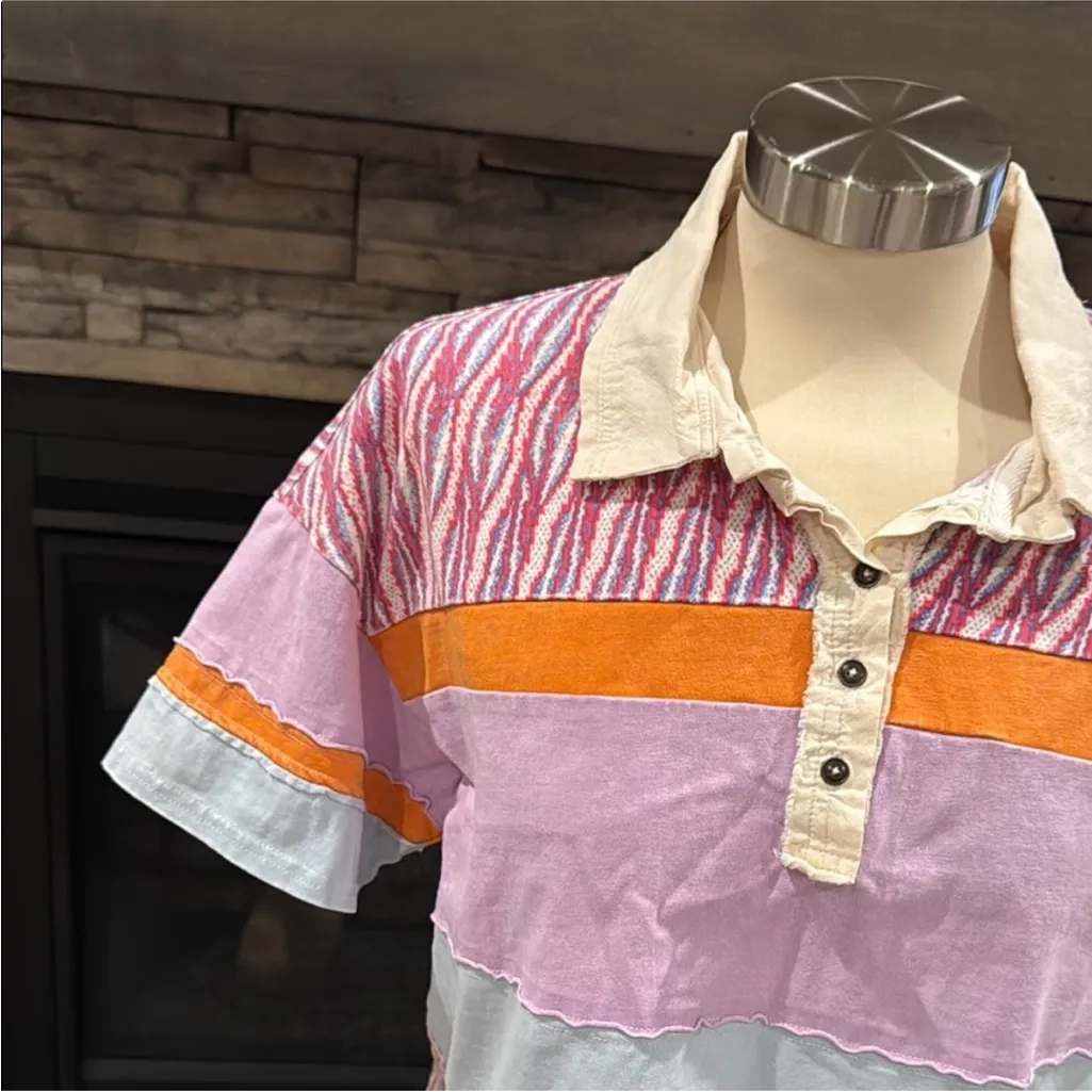 Free People Pastel Striped Short Sleeve Top - Image 7