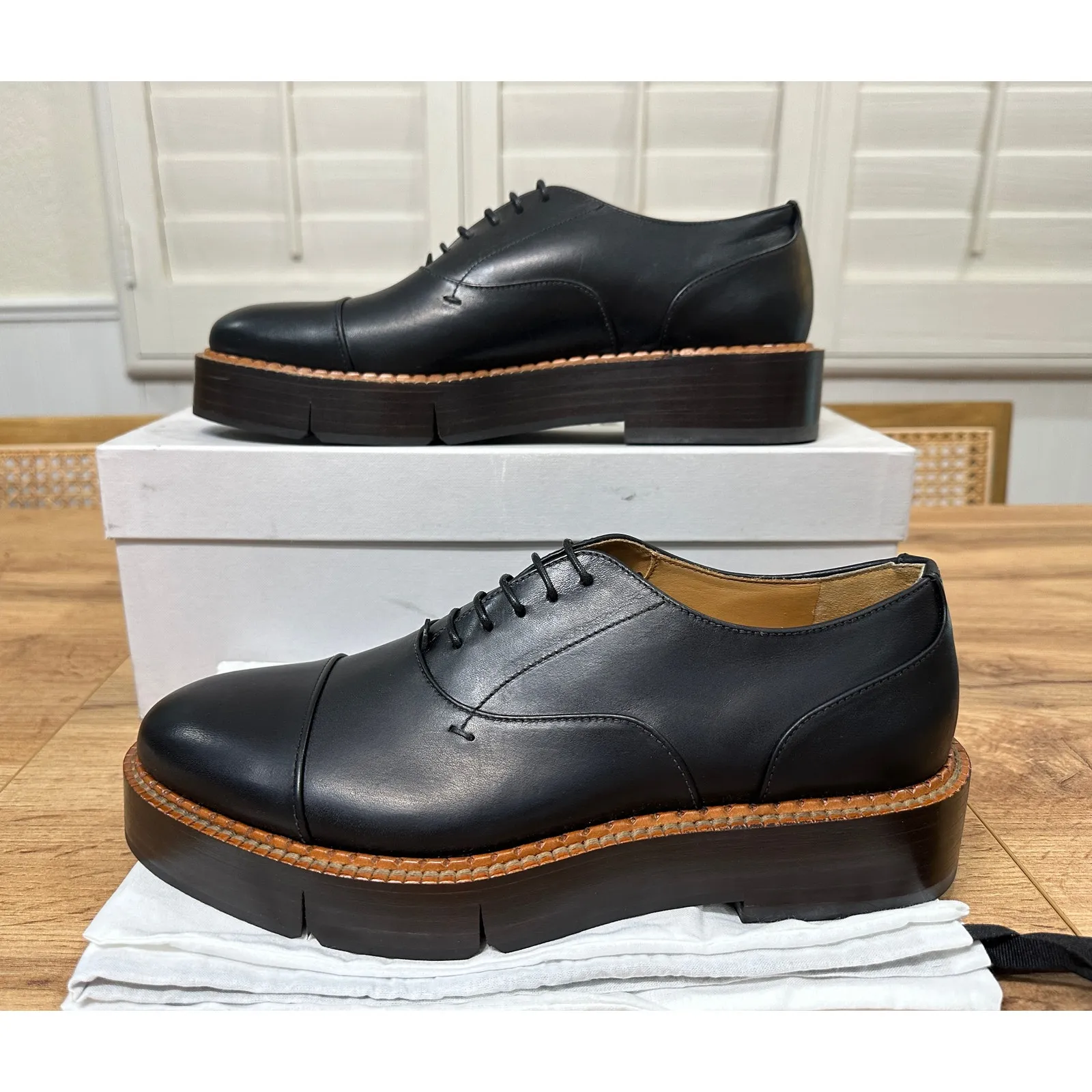 Clergerie Paris Womens Charli Derby Platform Oxford Black Leather Size 10 US NIB - Image 4