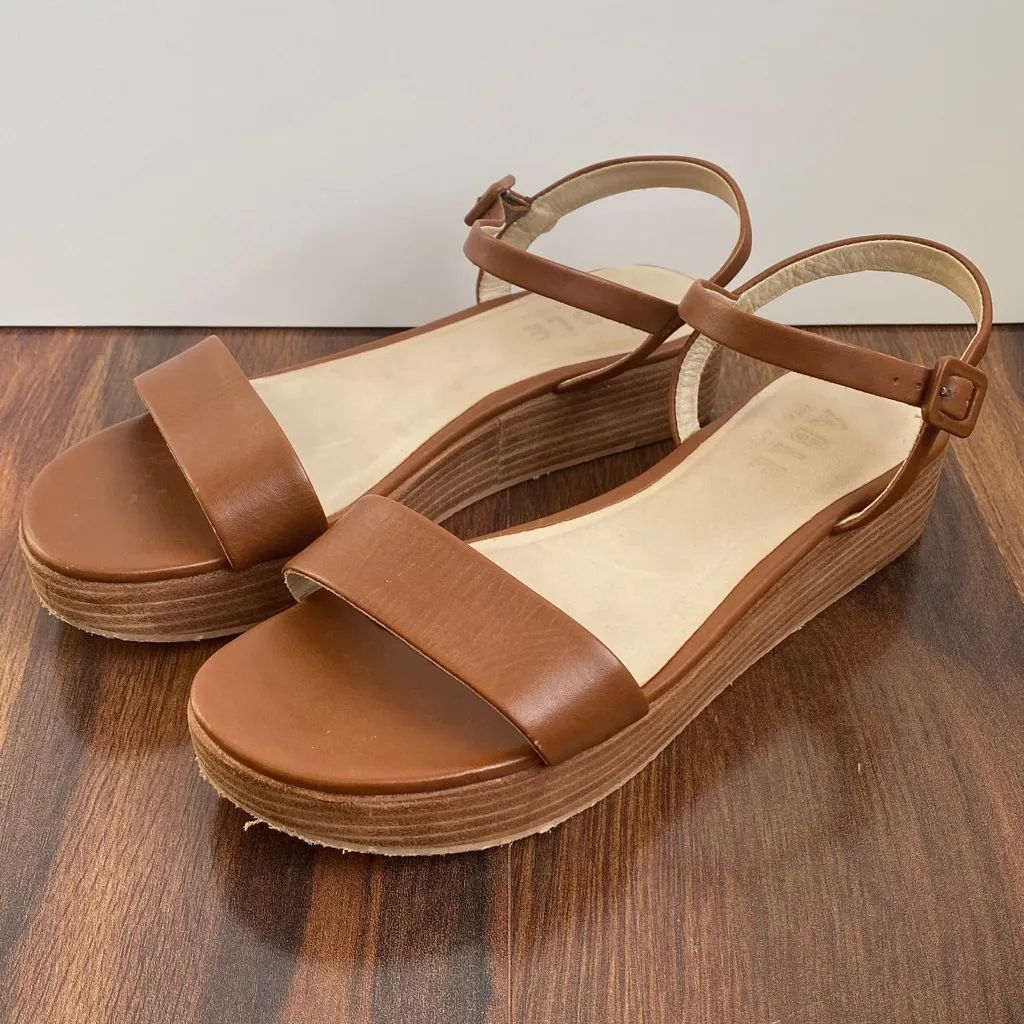 Able Leather Larissa 1.5” Platform Sandals Ankle Strap Brown Size 8 - Image 2