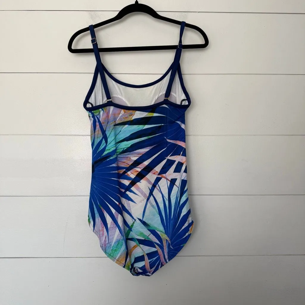 Maxine of Hollywood Women’s 14 Blue Tropical One Piece Swim - Image 4