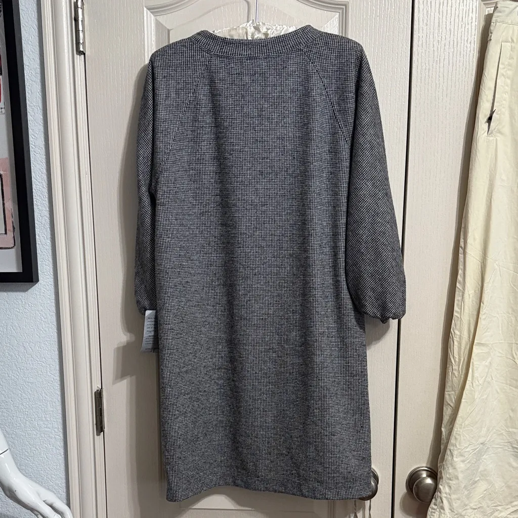💖 NWT Max Studio Gray Houndstooth Knit Oversized Dress w/Pockets - Image 3